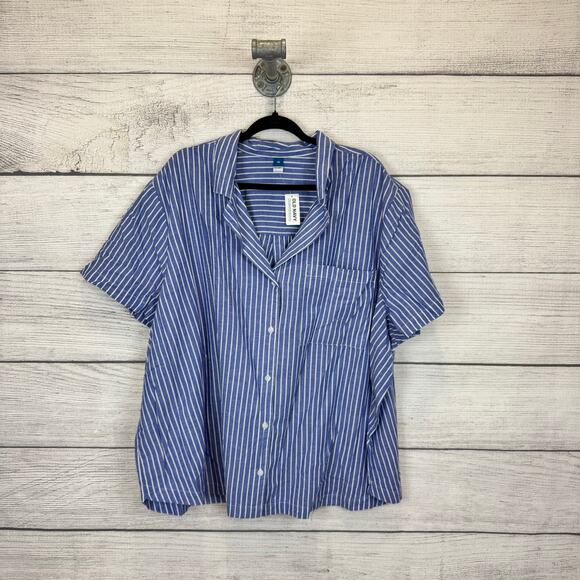 Old Navy Plus Size Blue & White Stripe 2 Piece Shorts Pajama Set Size 4X - Picture 2 of 11